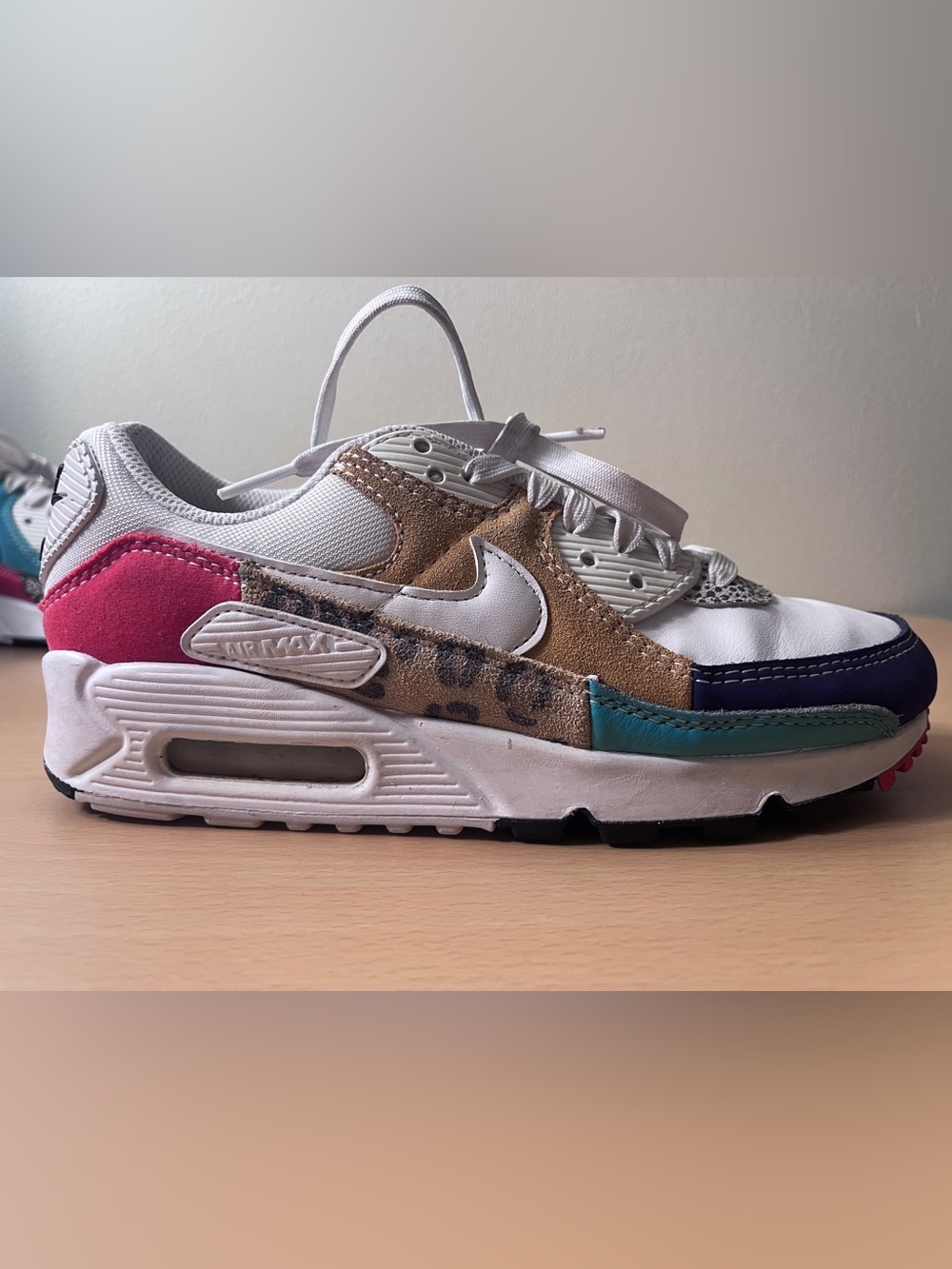 Nike Air Max 90 Safari Mix Animal White Women’s Shoes Size 6.5 - Picture 7 of 13